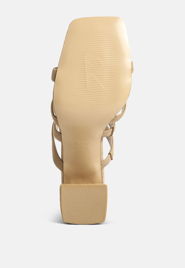  Valentina Strappy Casual Block Heel Sandals In Tan
