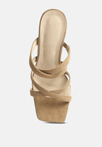 Valentina Strappy Casual Block Heel Sandals In Tan