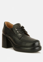  Quecha Leather Block Heel Oxfords In Black