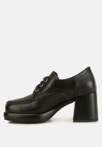  Quecha Leather Block Heel Oxfords In Black