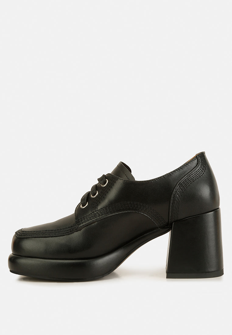  Quecha Leather Block Heel Oxfords In Black