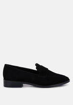  ZOFIA Black Suede Penny Loafers