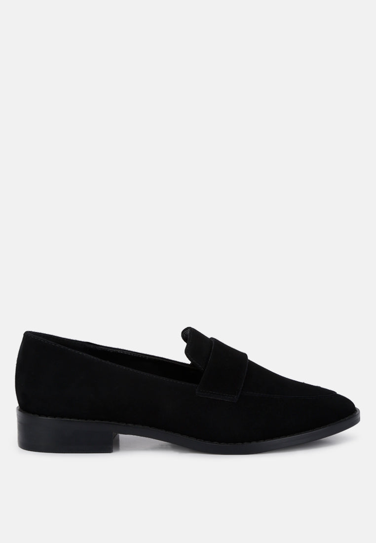  ZOFIA Black Suede Penny Loafers