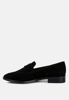  ZOFIA Black Suede Penny Loafers