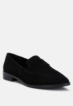  ZOFIA Black Suede Penny Loafers