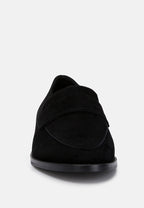  ZOFIA Black Suede Penny Loafers