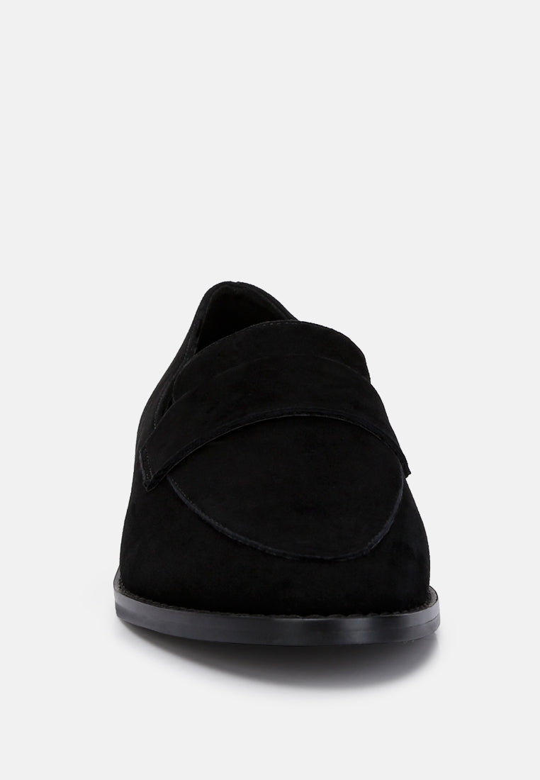  ZOFIA Black Suede Penny Loafers