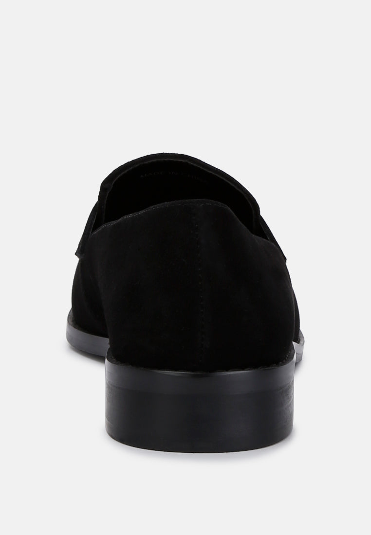  ZOFIA Black Suede Penny Loafers