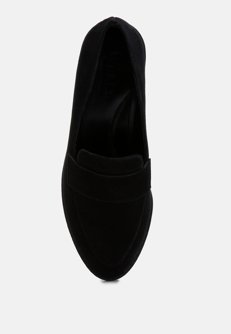  ZOFIA Black Suede Penny Loafers