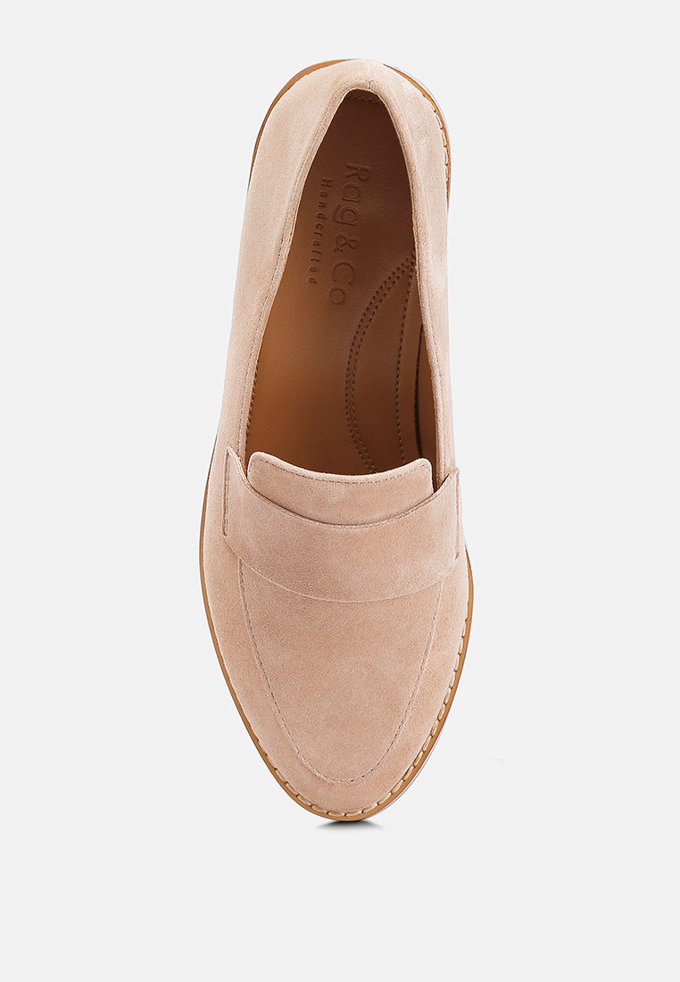  ZOFIA Nude Suede Penny Loafers