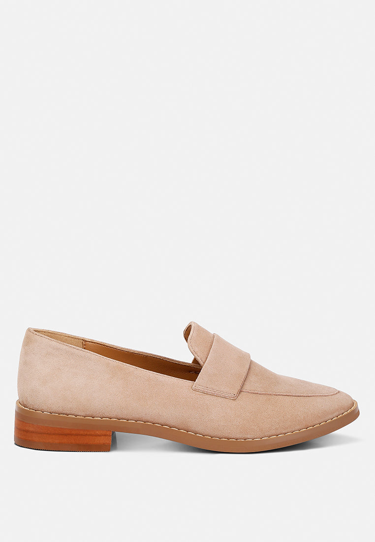 ZOFIA Nude Suede Penny Loafers